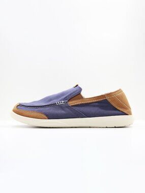 CROCS Men\'s Navy and Brown Canvas Slip-On Loafers Santa Cruz Mens Cool Crocs Loafer Santa Cruz Slip Ons Casual  main image 3